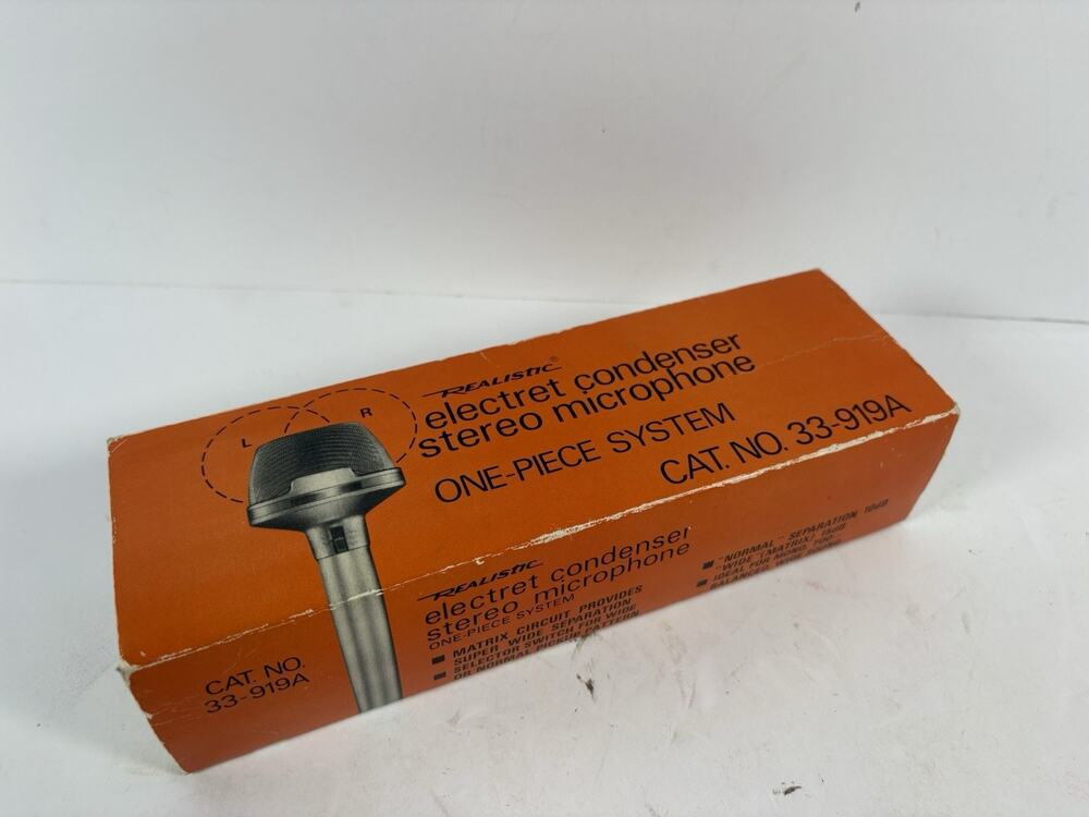 Vintage Realistic 33-919A Electret Condenser Stereo Microphone Radio Shack Box